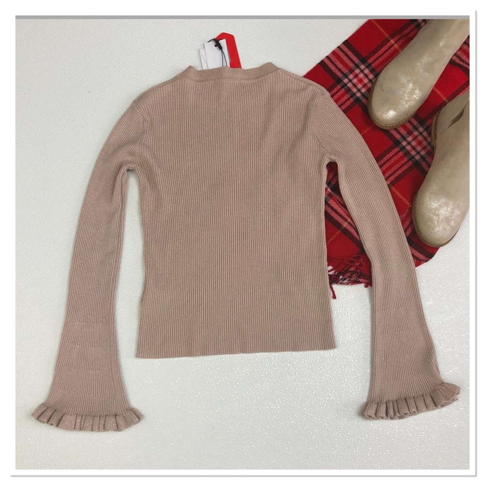 Q2 Boutique blush ribbed sweater ruffle sleeves - Picture 4 of 8